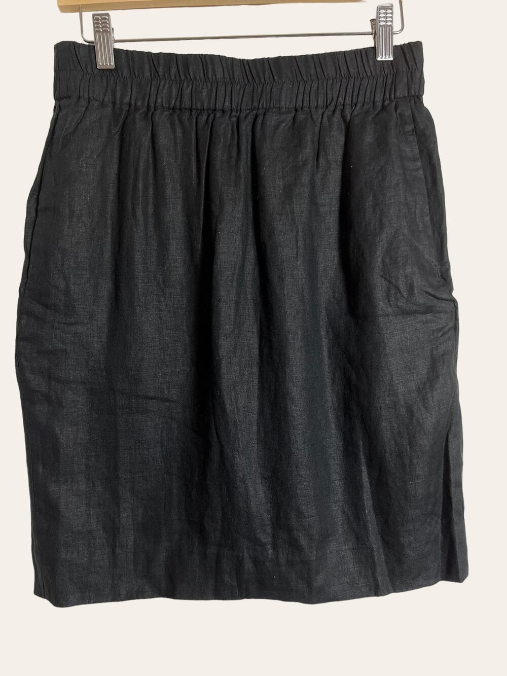 J.Crew Black 100% Linen Paperbag Pull-On Mini Skirt Size Small